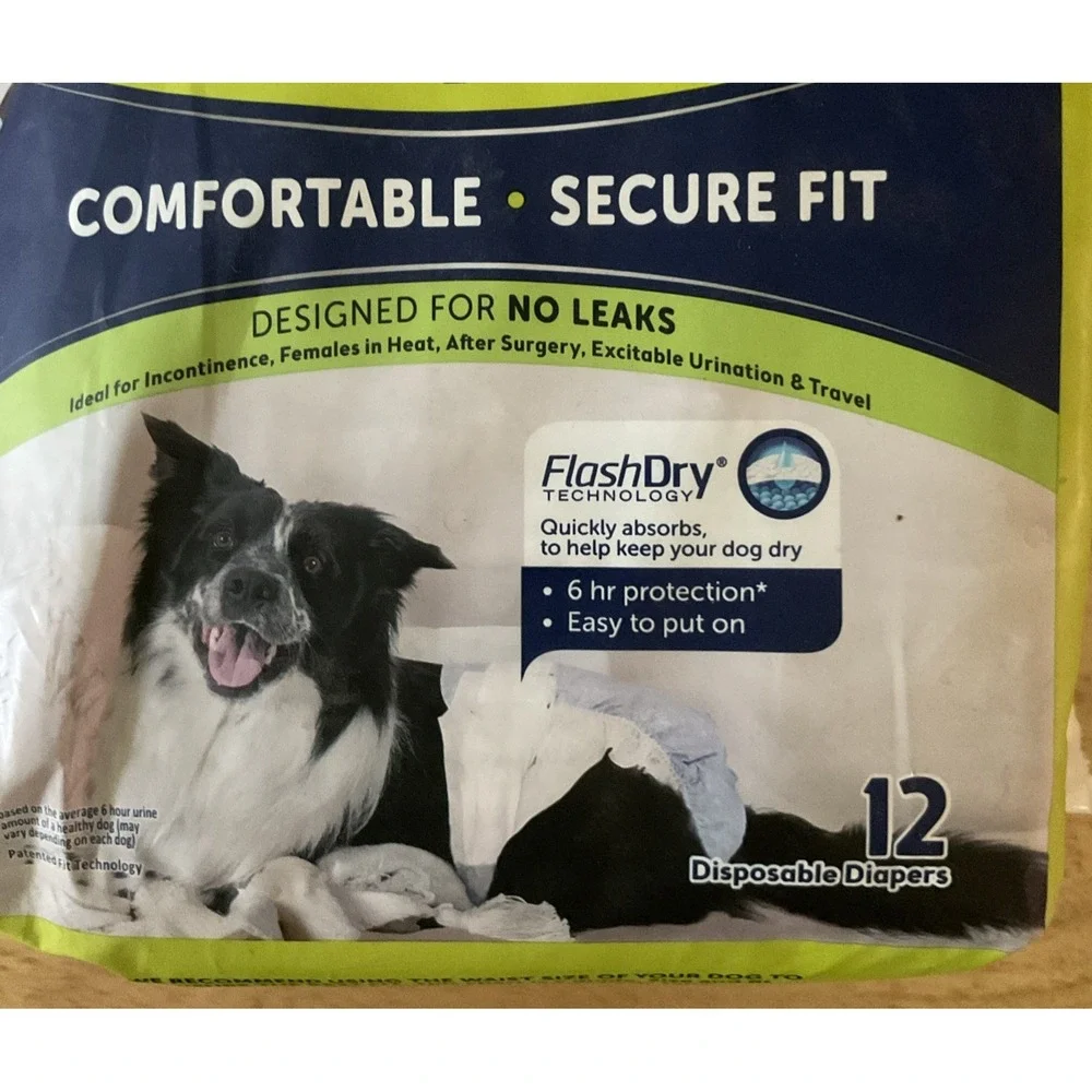 Hartz Comfitables 12 Disposable‎ Diapers For Dogs, Large, Opened But Never Used.